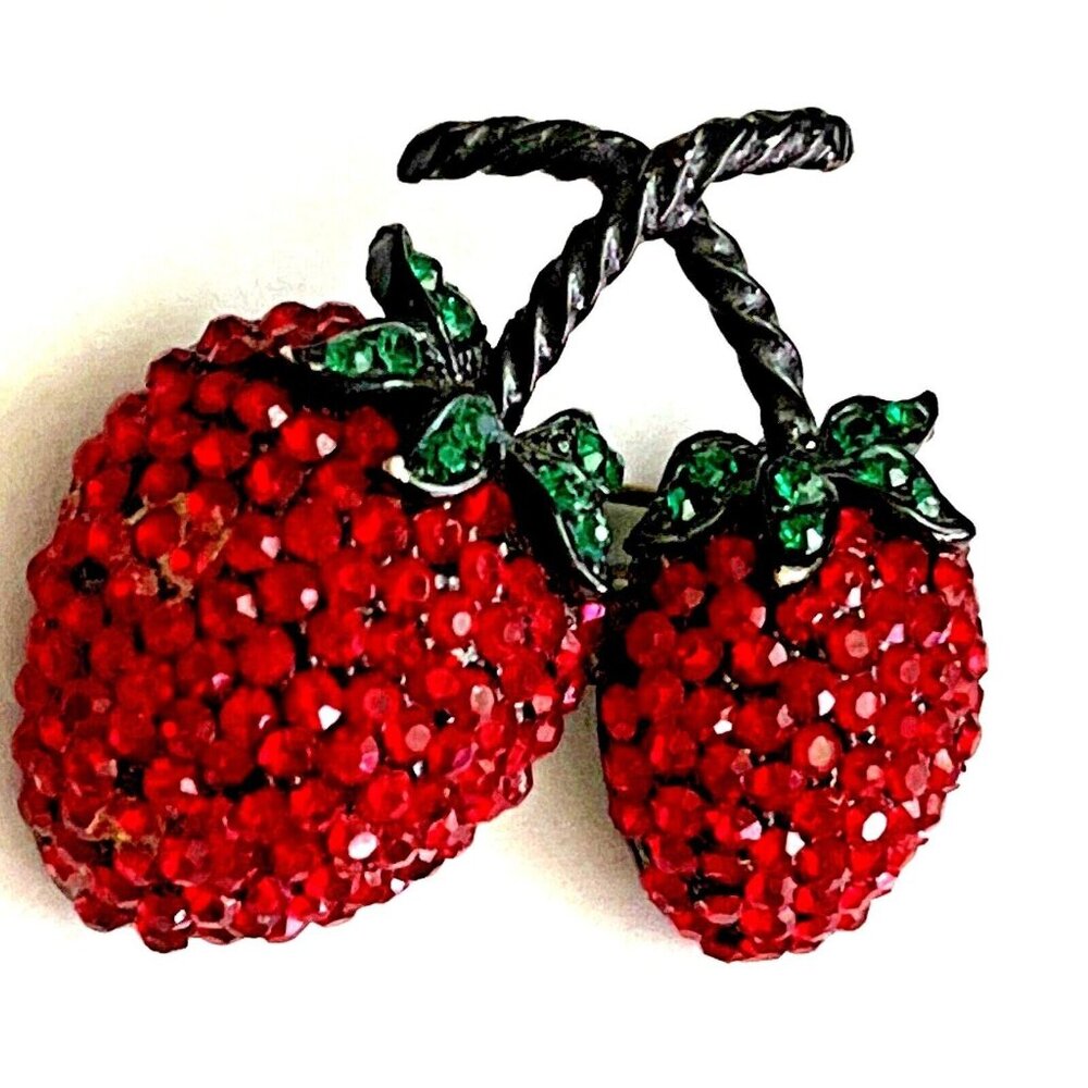 Weiss Strawberry Lapel Brooch Pin Vintage - Picture 2 of 12